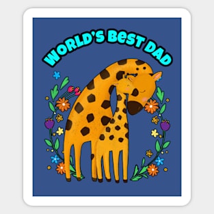 🦒 Father and Child Giraffe, Flowers, World's Best Dad Sticker